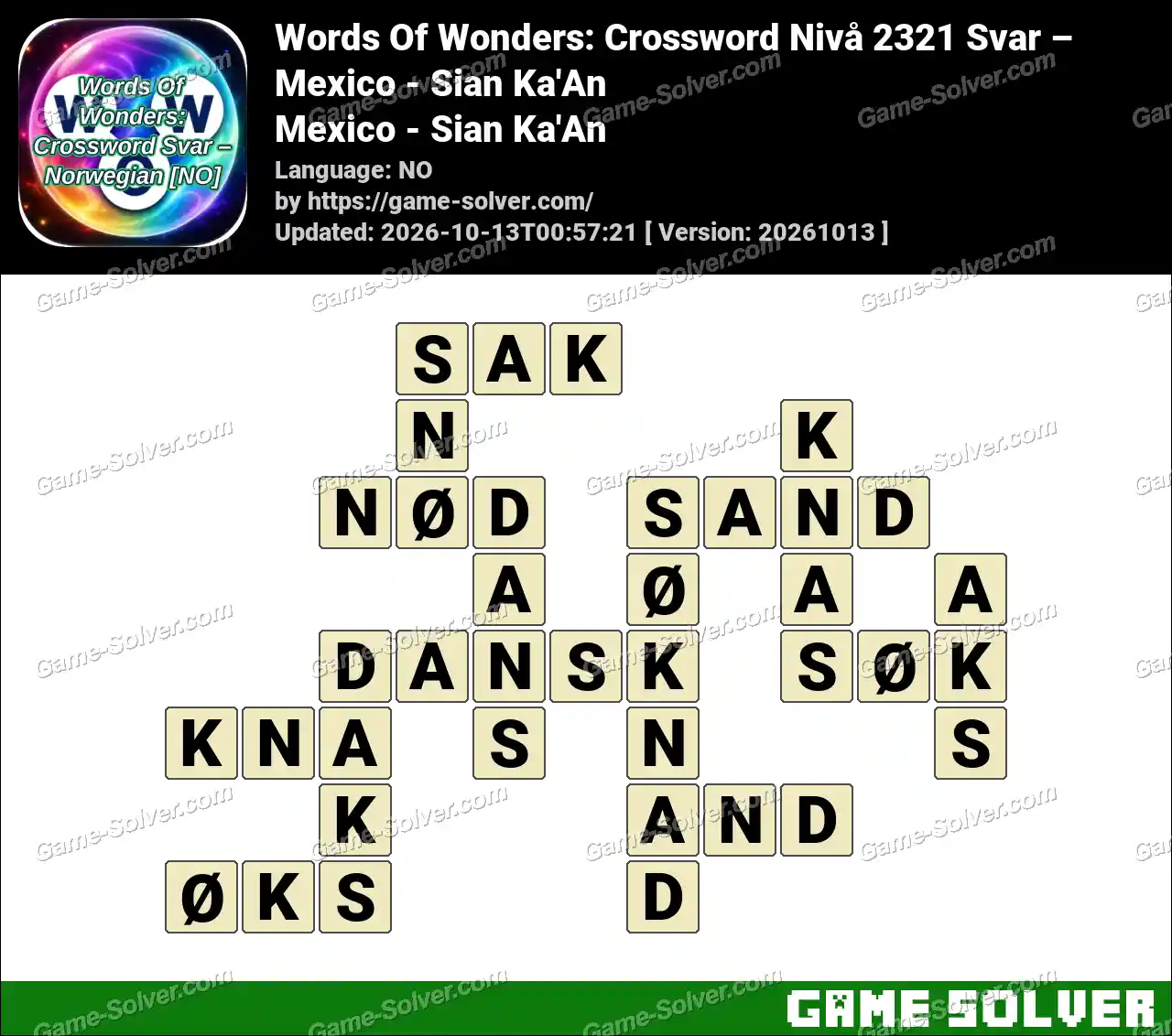 Words Of Wonders: Crossword Nivå 2321 Svar – Mexico – Sian Ka’An